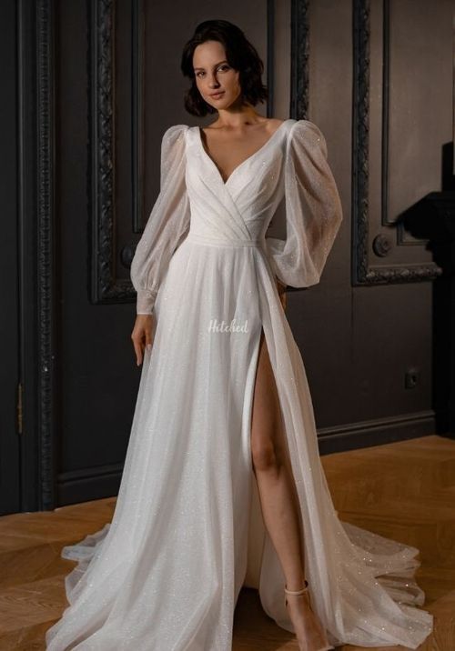 Sparkly Wedding Dress Inger With Leg Slit, Olivia Bottega