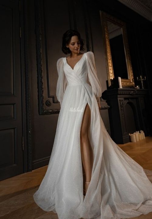 Sparkly Wedding Dress Inger With Leg Slit, Olivia Bottega