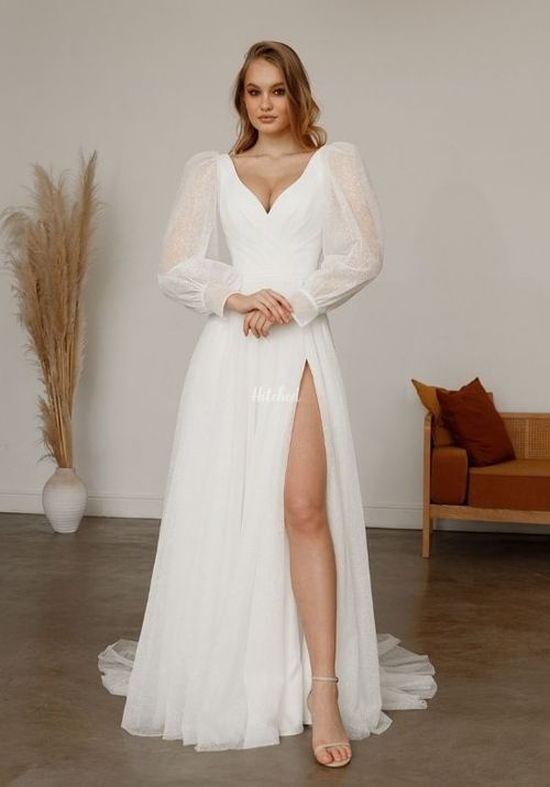 Sparkly Wedding Dress Inger With Leg Slit, Olivia Bottega