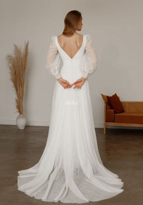 Sparkly Wedding Dress Inger With Leg Slit, Olivia Bottega