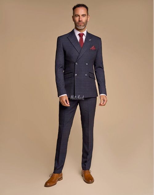 Caridi Navy Double Breasted Two Piece Suit, House of Cavani