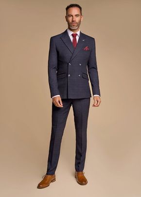 Caridi Navy Double Breasted Two Piece Suit, House of Cavani