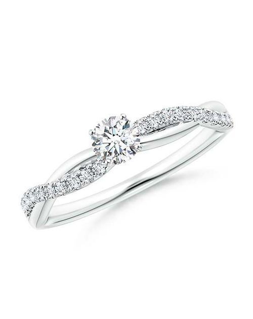 Solitaire Diamond Twist Shank Engagement Ring with Accents, Angara