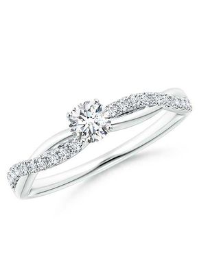 Solitaire Diamond Twist Shank Engagement Ring with Accents, Angara