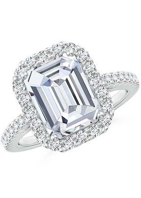 Lab-Grown Emerald-Cut Diamond Halo Ring, Angara