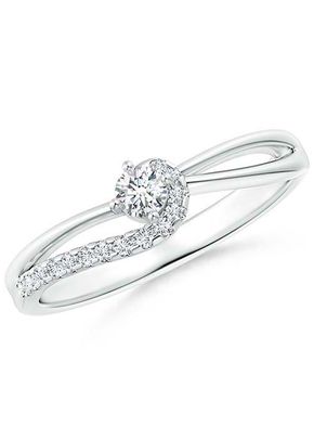 Solitaire Round Diamond Swirl Promise Ring, Angara