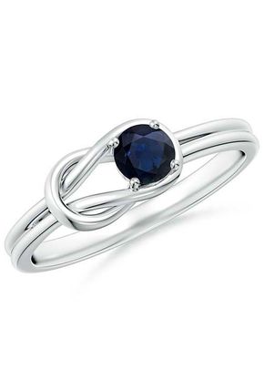 Solitaire Blue Sapphire Infinity Knot Ring, Angara