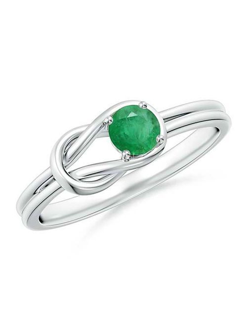 Solitaire Emerald Infinity Knot Ring, Angara