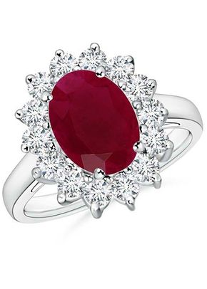 Princess Diana Inspired Ruby Ring with Diamond Halo, Angara