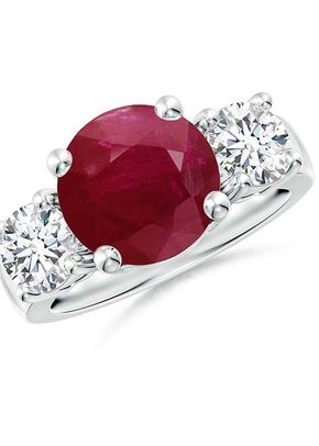 Classic Ruby and Diamond Three Stone Engagement Ring, Angara