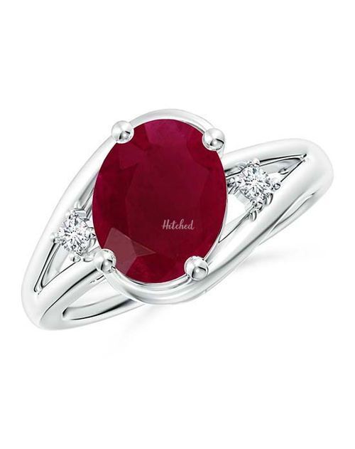 Ruby and Diamond Split Shank Ring, Angara