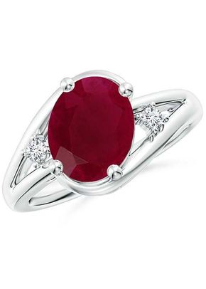 Ruby and Diamond Split Shank Ring, Angara