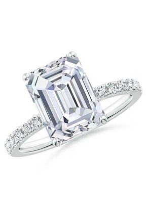 Lab-Grown Emerald-Cut Diamond Engagement Ring with Lab Diamond Accents, Angara