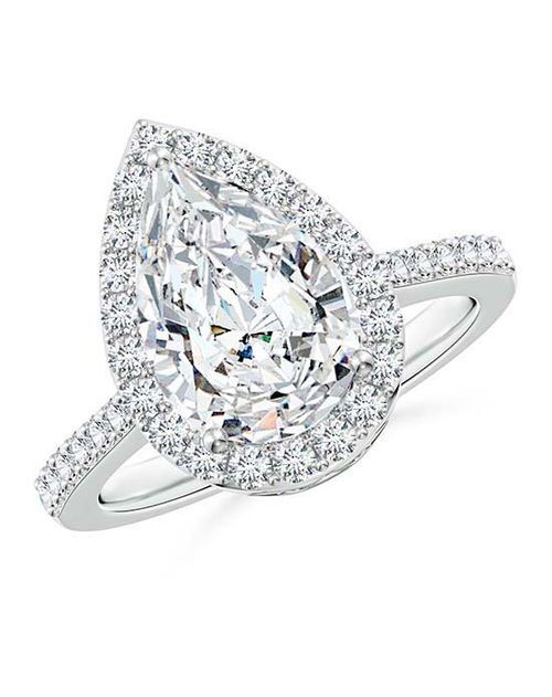 Lab-Grown Pear Diamond Ring with Halo, Angara