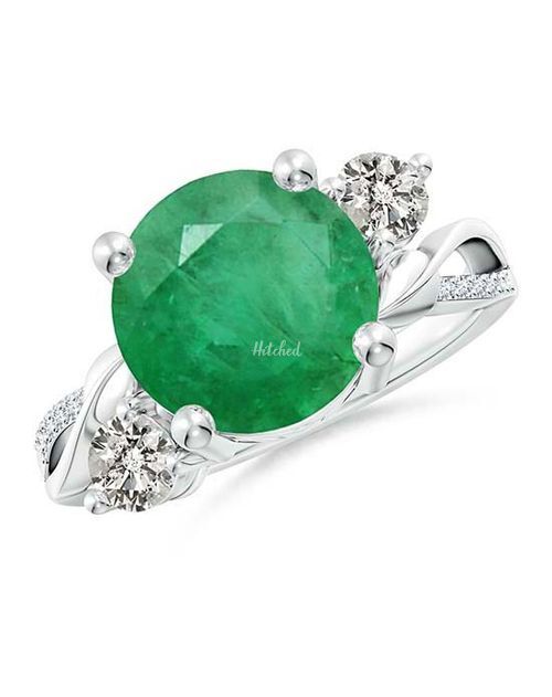 Emerald and Diamond Twisted Vine Ring, Angara