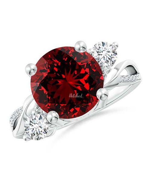 Lab-Grown Ruby and Lab Diamond Twisted Vine Ring, Angara