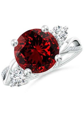 Lab-Grown Ruby and Lab Diamond Twisted Vine Ring, Angara