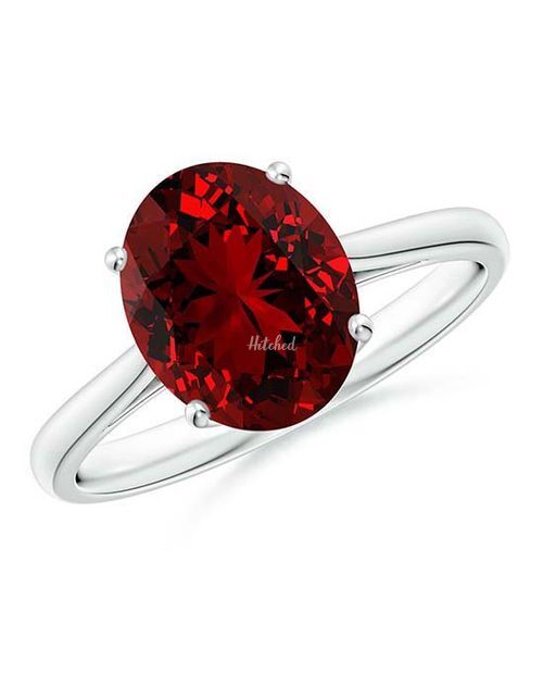 Lab-Grown Oval Solitaire Ruby Cocktail Ring, Angara