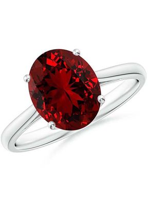 Lab-Grown Oval Solitaire Ruby Cocktail Ring, Angara