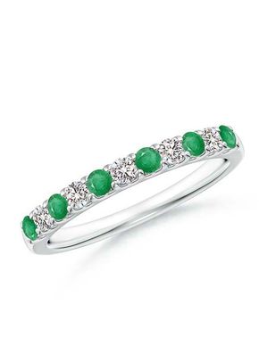 Shared Prong Emerald and Diamond Half Eternity Ring, Angara