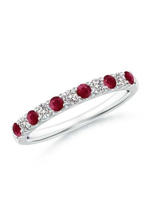 Shared Prong Ruby and Diamond Half Eternity Ring, Angara