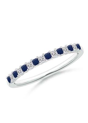 Blue Sapphire and Diamond Semi Eternity Classic Wedding Ring, Angara