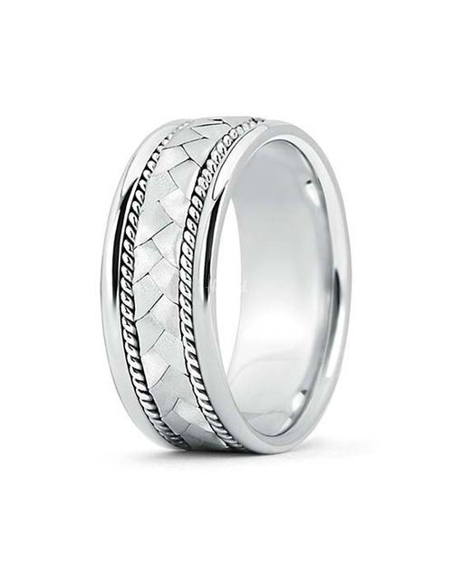 Hand Braided Twisted Rope Men's Wedding Band, Angara