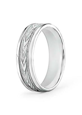 Comfort Fit Arrow Pattern Men's Milgrain Wedding Band, Angara