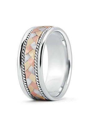 Men's Braided Rope Three Tone Wedding Band, Angara