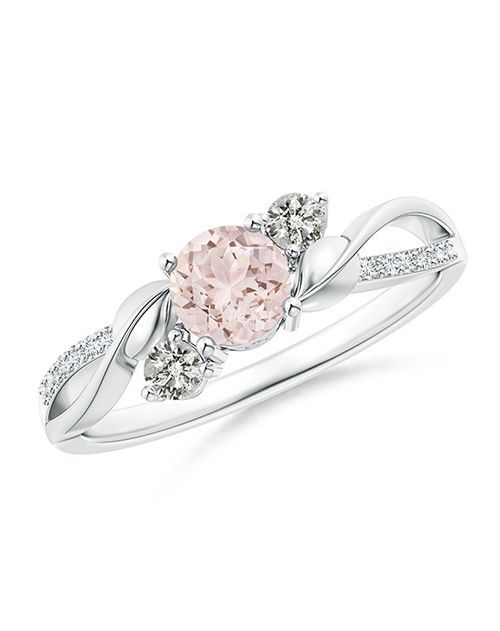 Morganite and Diamond Twisted Vine Ring, Angara