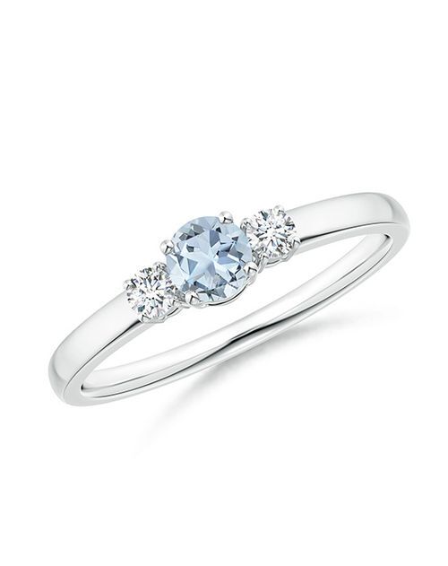 Classic Aquamarine and Diamond Three Stone Engagement Ring, Angara