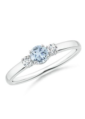 Classic Aquamarine and Diamond Three Stone Engagement Ring, Angara