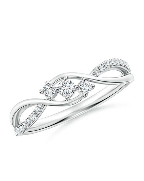 Diamond Infinity Twist Three Stone Bypass Ring, Angara