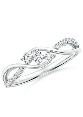 Diamond Infinity Twist Three Stone Bypass Ring, Angara