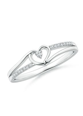 Round Diamond Split Shank Heart Promise Ring, Angara