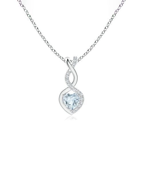 Aquamarine Infinity Heart Pendant with Diamonds, Angara