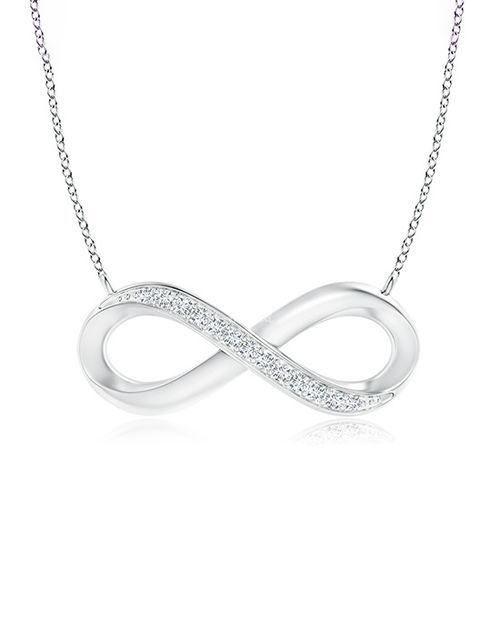 Sideways Pave-Set Diamond Infinity Necklace, Angara