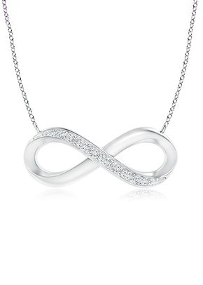 Sideways Pave-Set Diamond Infinity Necklace, Angara