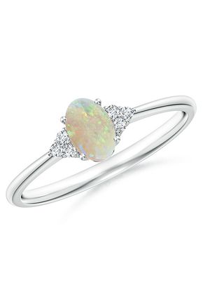 Tapered Shank Oval Opal Ring with Trio Diamond Accent, Angara