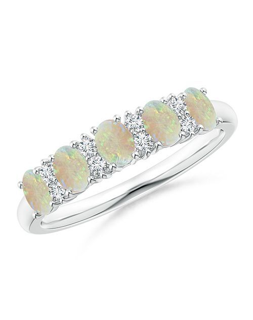 Five Stone Opal and Diamond Wedding Ring, Angara