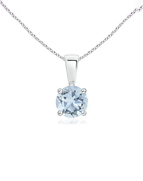 Classic Round Aquamarine Solitaire Pendant, Angara