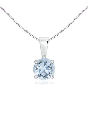 Classic Round Aquamarine Solitaire Pendant, Angara