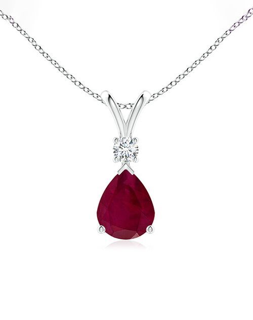 Ruby Teardrop Pendant with Diamond, Angara