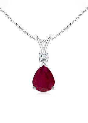 Ruby Teardrop Pendant with Diamond, Angara