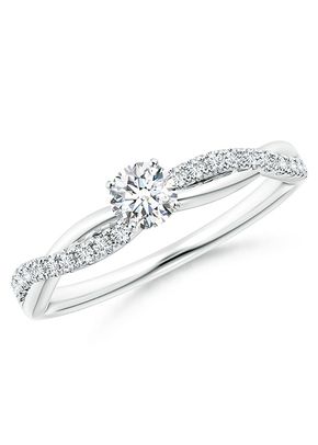 Solitaire Diamond Twist Shank Engagement Ring with Accents, Angara