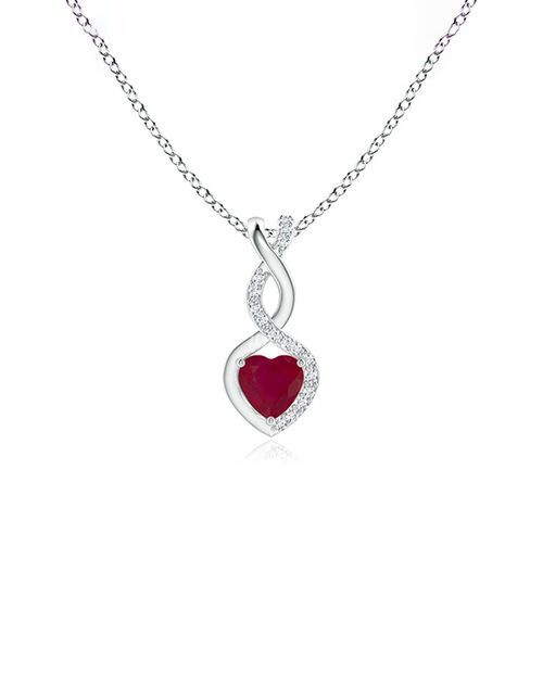 Ruby Infinity Heart Pendant with Diamonds, Angara