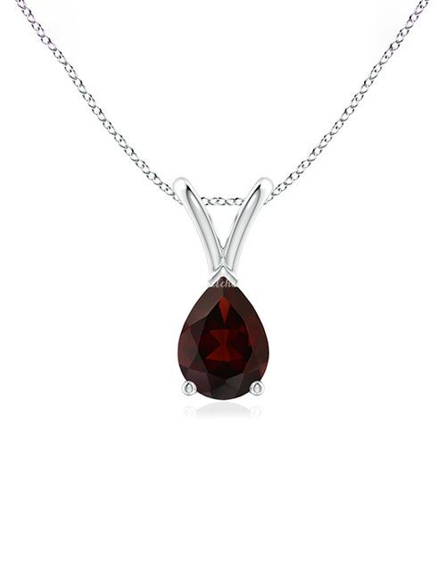 V-Bale Pear-Shaped Garnet Solitaire Pendant, Angara