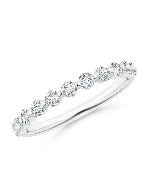 Floating Round Diamond Semi Eternity Wedding Ring for Her, Angara