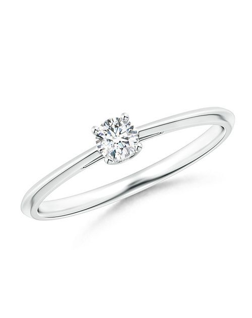 Knife-Edged Classic Round Diamond Solitaire Engagement Ring, Angara