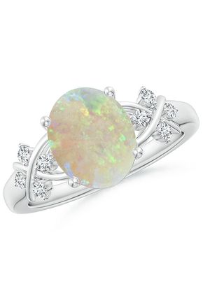 Solitaire Oval Opal Criss Cross Ring with Diamonds, Angara